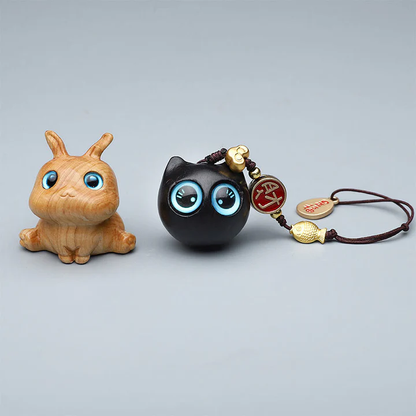 Green Sandalwood Mini Cute Animal Rabbit Cat Deer Whale Prosperity Phone Hanging Decorations| Zen Ara Grove