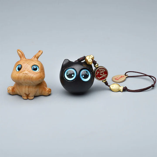 Green Sandalwood Mini Cute Animal Rabbit Cat Deer Whale Prosperity Phone Hanging Decorations| Zen Ara Grove