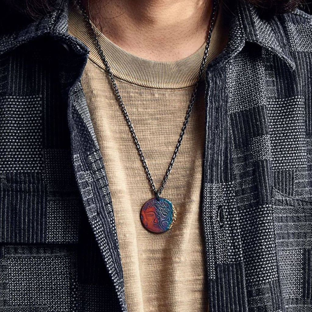 99 Silver Half Demon Half Buddha Pendant – Embrace Your Duality | Zen Ara Grove