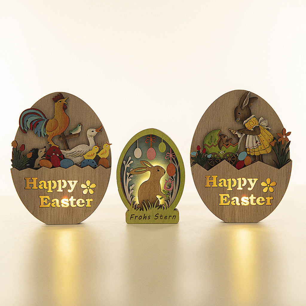 Easter Wooden LED Bunny & Chicken Décor – Symbol of Light & Hope | Zen Ara Grove