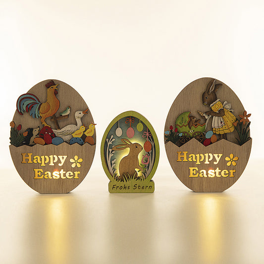 Easter Wooden LED Bunny & Chicken Décor – Symbol of Light & Hope | Zen Ara Grove