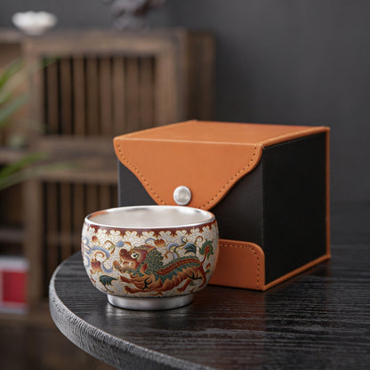 Handmade Silver Cup Gift Set – Sign of Prosperity & Harmony – Artistic Mountain Pattern | Zen Ara Grove