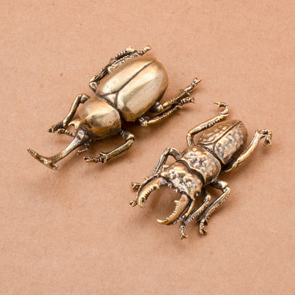 Solid Brass Rhinoceros Beetle & Hercules Beetle Figurines – Vintage Insect Sculpture Collection | Zen Ara Grove