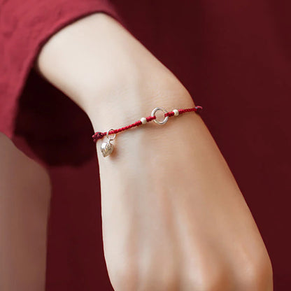 Adjustable Red Cord Bracelet or Anklet with Symbolic Charms — Good Wishes
