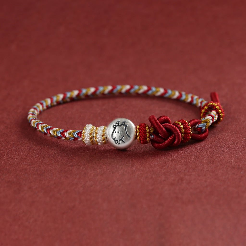 999 Silver 12 Zodiac Bead Braided Multi‑Color Adjustable Bracelet –Fortune & Peace | Zen Ara Grove