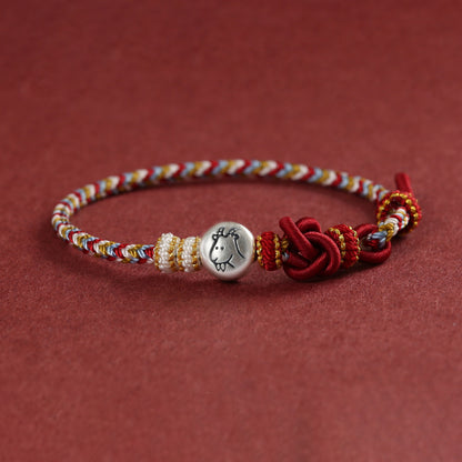 999 Silver 12 Zodiac Bead Braided Multi‑Color Adjustable Bracelet –Fortune & Peace | Zen Ara Grove