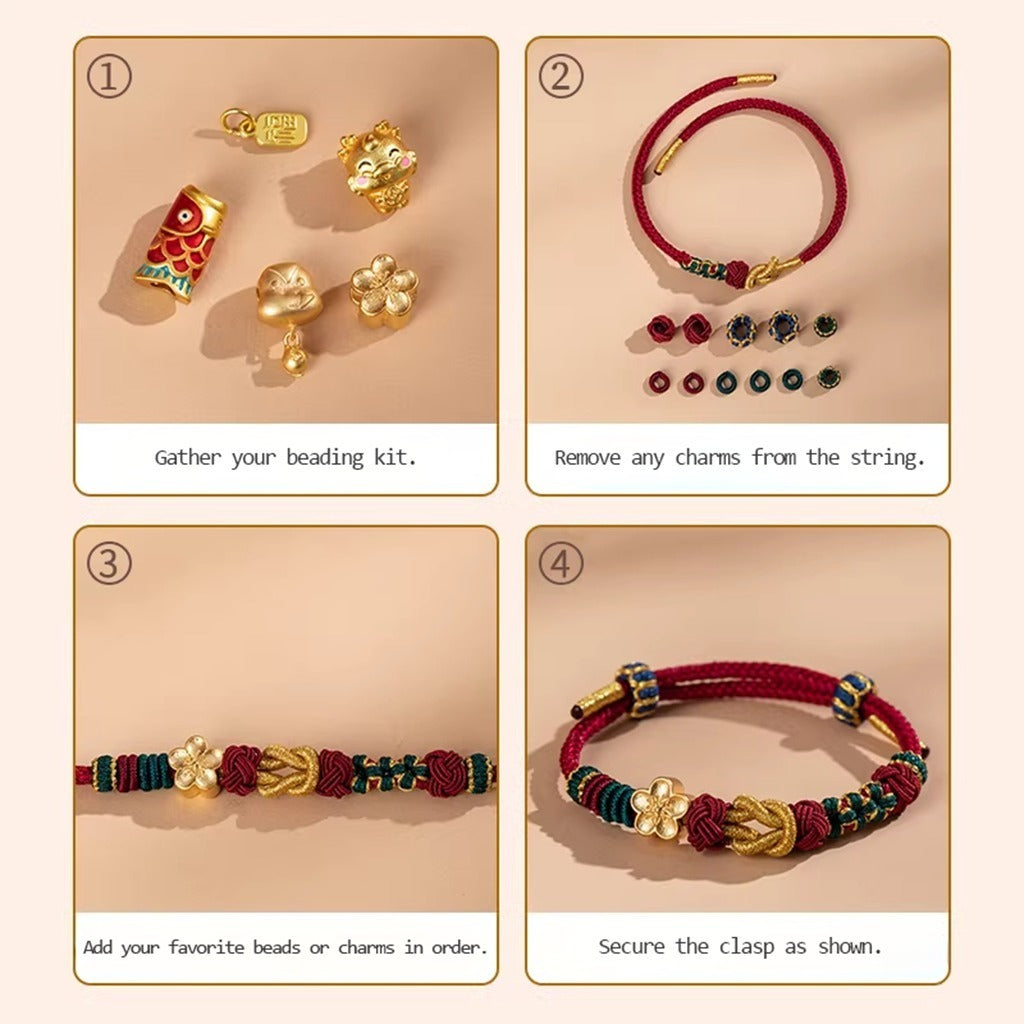 DIY Handwoven Red Cord Bracelet with Gold-Tone Fortune Bead – Make Your Own Lucky Charm | Zen Ara Grove