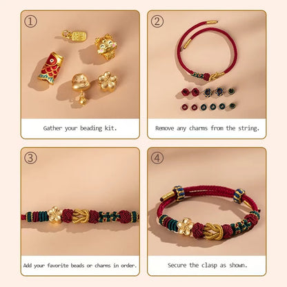 DIY Handwoven Red Cord Bracelet with Gold-Tone Fortune Bead – Make Your Own Lucky Charm | Zen Ara Grove