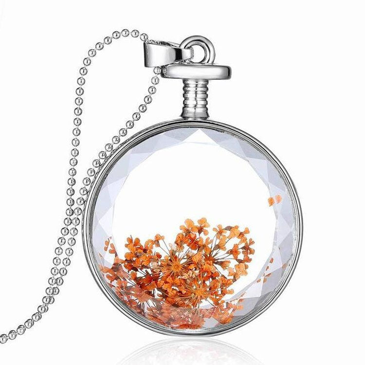 Round Real Flower Necklace – Nature’s Beauty, Forever Close | Zen Ara Grove