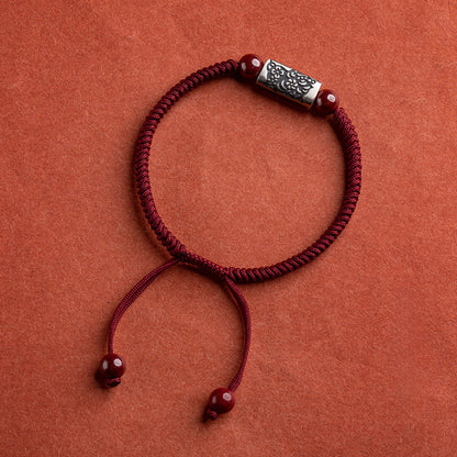 925 Silver 12 Zodiac Cinnabar Bead Handwoven Red Cord Bracelet – Protection & Blessing | Zen Ara Grove