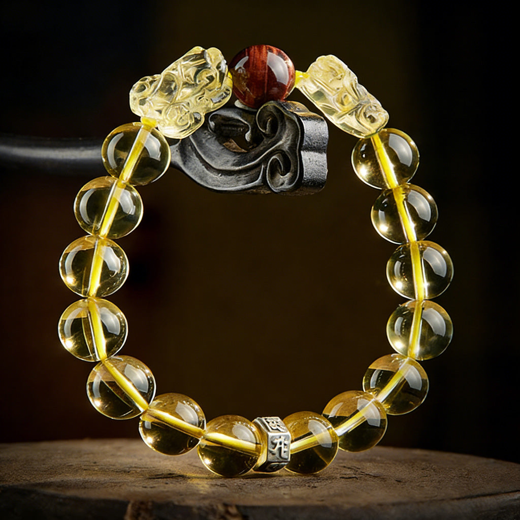 Yellow Citrine Double Pixiu Bracelet — Meaning of Wealth & Fortune| Zen Ara Grove