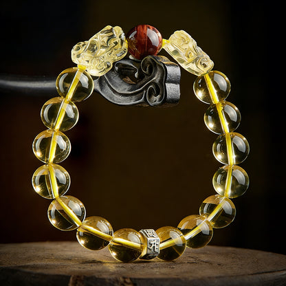 Yellow Citrine Double Pixiu Bracelet — Meaning of Wealth & Fortune| Zen Ara Grove