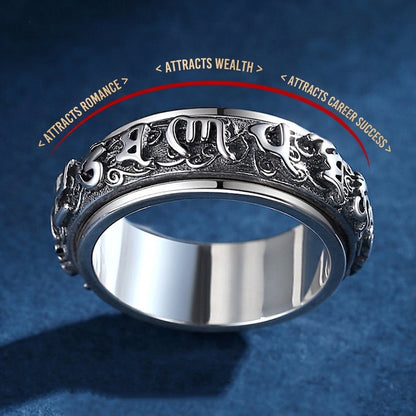 LIMITED TIME OFFER - Six-Word Mantra Spin Ring with Pixiu Blessings | Zen Ara Grove