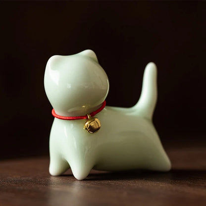 Mini Small Cute Cat Tea Pet Ceramic Home Desk Figurine Decoration | Zen Ara Grove