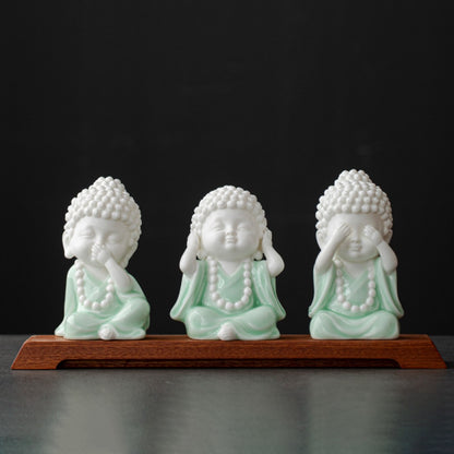 Ceramic Buddha Figurine – Zen Mini Tathagata with Four Noble Reminders | Zen Ara Grove