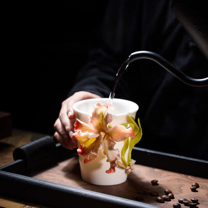 Limited Time Offer · Handcrafted Heritage Porcelain Cup – Iris Blossoms Growing from the Surface | Zen Ara Grove