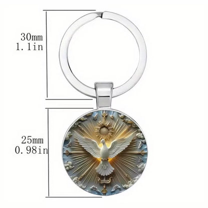 Golden Peace Dove Glass Pendant Keychain – Symbol of Freedom and Harmony | Zen Ara Grove