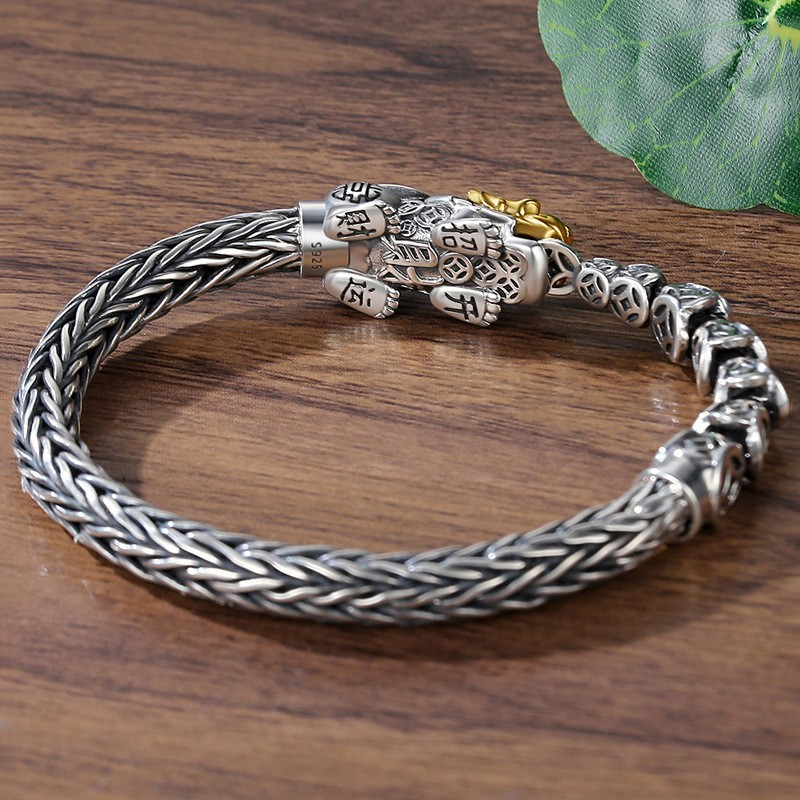 Vintage Copper Coin Pixiu Bracelet – Men’s Talisman of Fortune & Strength | Zen Ara Grove