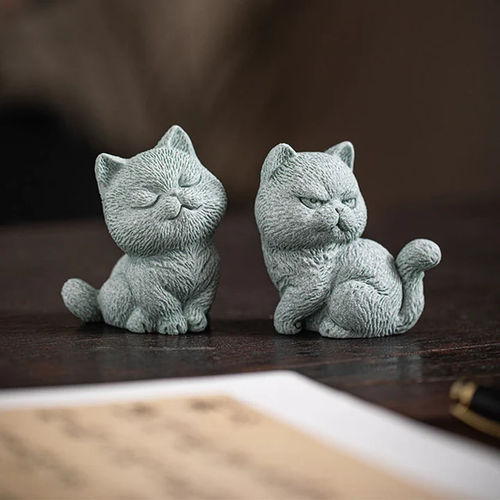 TODAY ONLY! Small Cat Home Tea Pet Figurine Desk Decoration | Zen Ara Grove