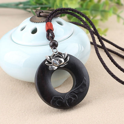 Black Ebony Lotus Pendant｜Dark Serenity in Bloom | Zen Ara Grove