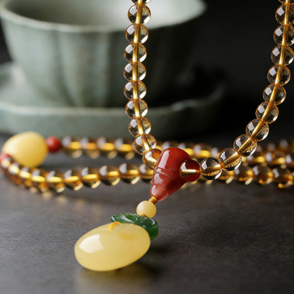 108‑Bead Citrine Pixiu Bracelet — Meaning of Fortune Protection| Zen Ara Grove