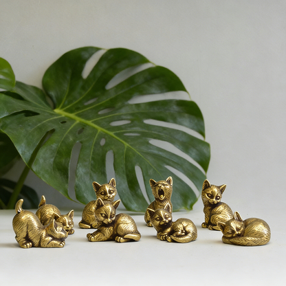 Little Brass Cat Charms – Playful Energy in Pocket-Sized Art | Zen Ara Grove