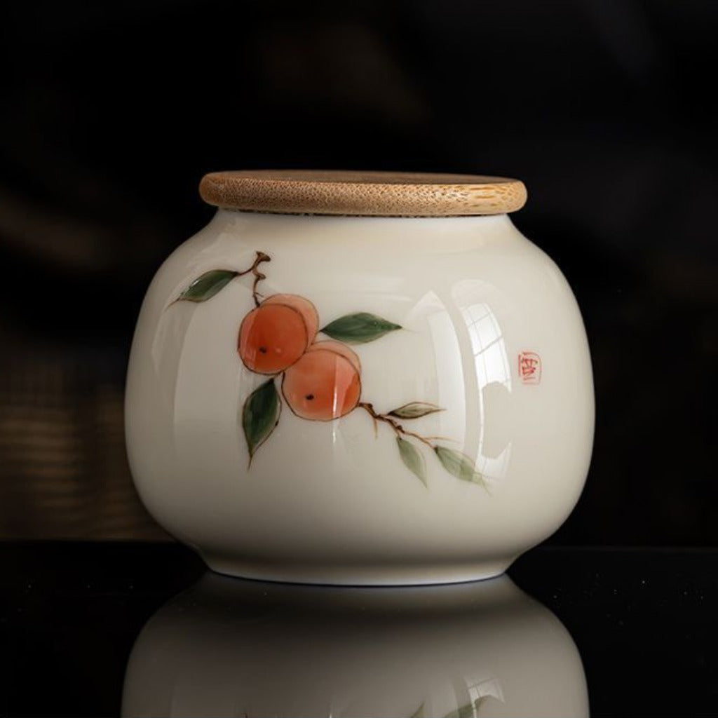 Hand-painted Ceramic Tea Canister – Airtight Storage for Loose Leaf Tea | Zen Ara Grove