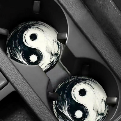 $9.99 LIMITED TIME OFFER Dual Tai Chi Yin Yang Design Car Coasters Bringing Harmony to Your Drive | Zen Ara Grove