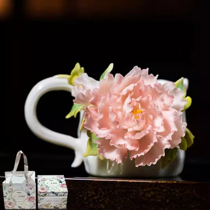 Handcrafted Heritage Porcelain Cup – Roses Blooming from the Surface | Zen Ara Grove