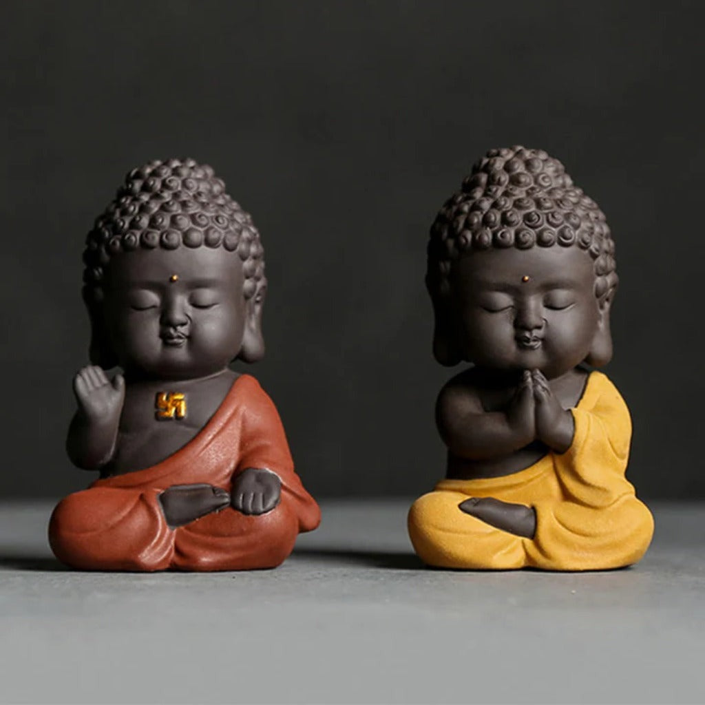 Purple Clay & Ceramic Meditating Buddha Statue – Elegant and Lifelike | Zen Ara Grove