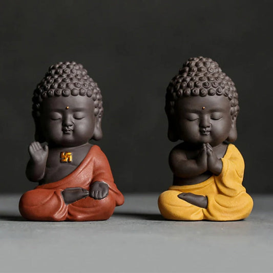 Purple Clay & Ceramic Meditating Buddha Statue – Elegant and Lifelike | Zen Ara Grove