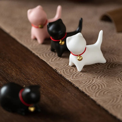 Mini Small Cute Cat Tea Pet Ceramic Home Desk Figurine Decoration | Zen Ara Grove