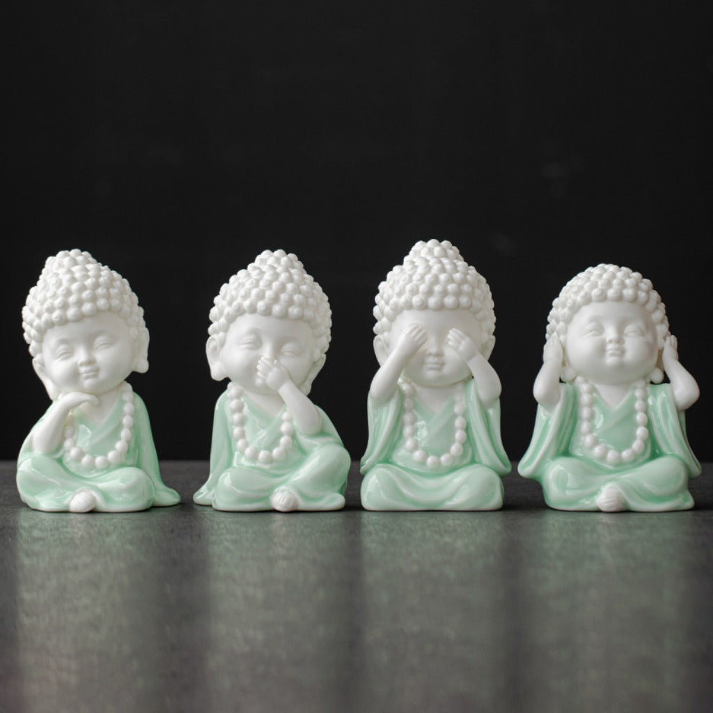 Ceramic Buddha Figurine – Zen Mini Tathagata with Four Noble Reminders | Zen Ara Grove