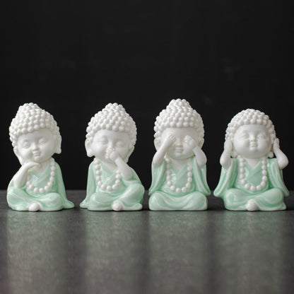Ceramic Buddha Figurine – Zen Mini Tathagata with Four Noble Reminders | Zen Ara Grove
