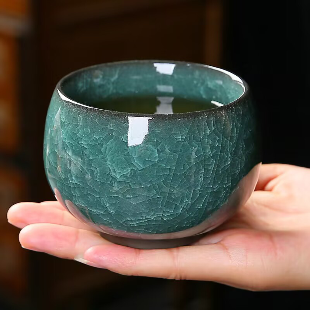 Handcrafted Ceramic Teacup with Unique Ice Crack Pattern | Zen Ara Grove