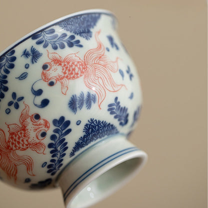Antique-Style Celadon Blue-and-White Single Cup – Handcrafted Ceramic Tea Ware | Zen Ara Grove