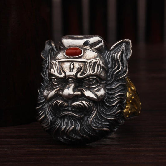 Demon Slayer Zhong Kui – Vintage Sterling Silver Ring | Zen Ara Grove