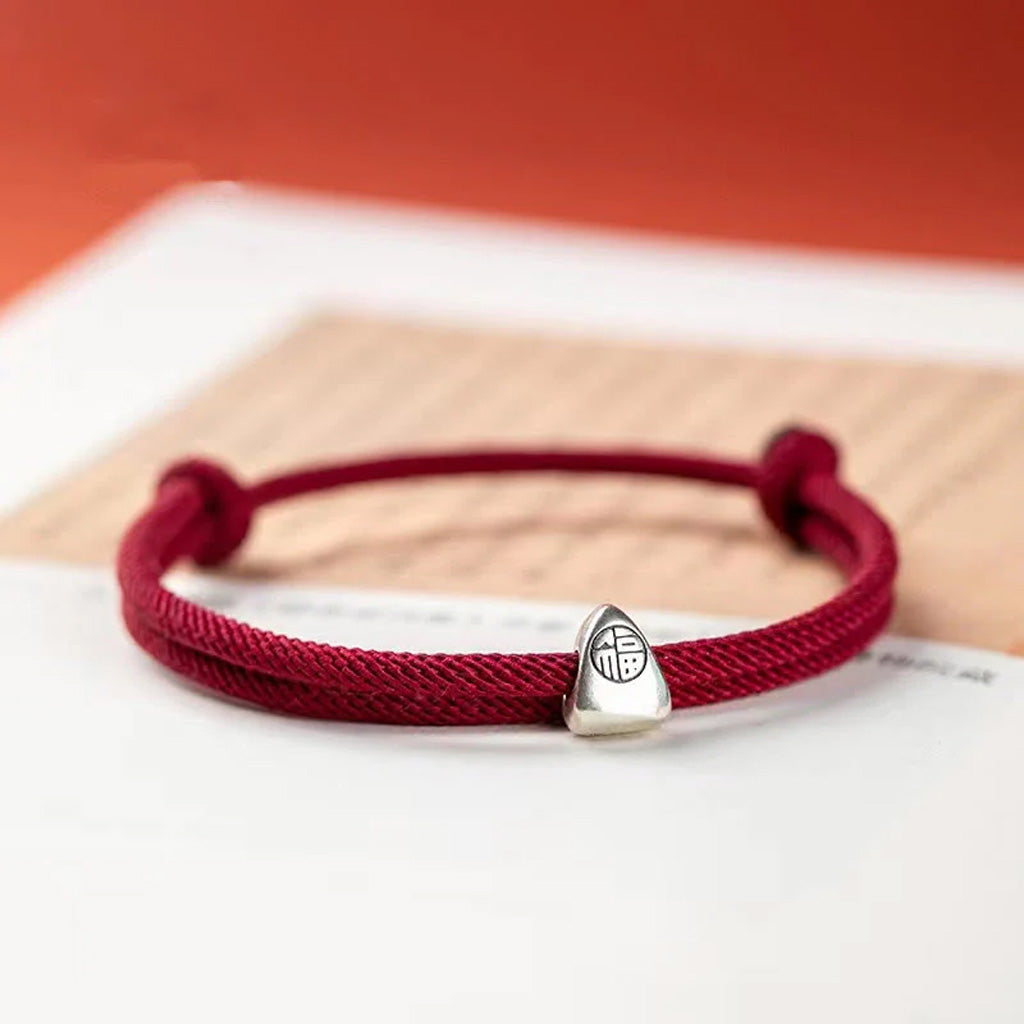 Adjustable Hand-Braided S925 Sterling Silver Fu Bracelet — Blessing & Strength