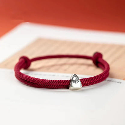 Adjustable Hand-Braided S925 Sterling Silver Fu Bracelet — Blessing & Strength