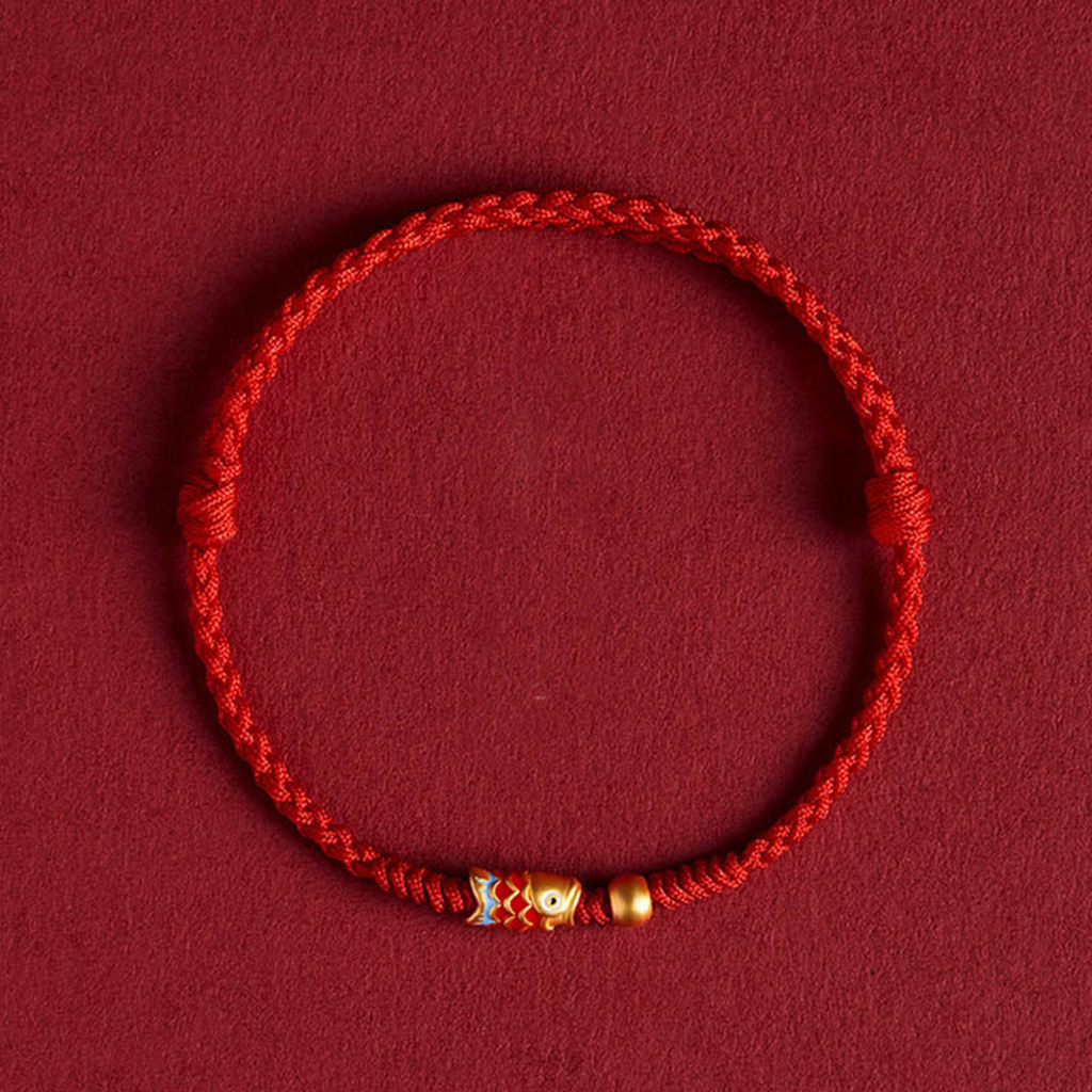 Adjustable Koi-Pattern Bead Cord Bracelet — Perseverance & Good Fortune