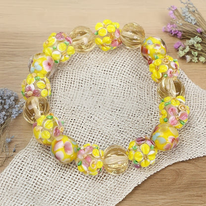 $9.99 LIMITED TIME OFFER Multicolor Sakura Bloom Glass Charm Bracelet | Zen Ara Grove