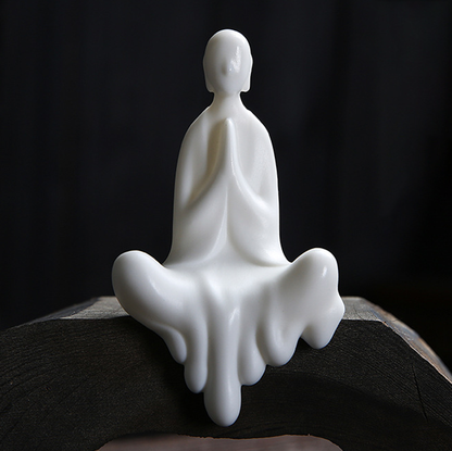 White Ceramic Formless Buddha Monk Figurine – Zen Serenity | Zen Ara Grove
