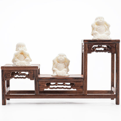 Hand-Carved Tagua Nut "The Three Little Zen Monks" Figurines | Zen Ara Grove