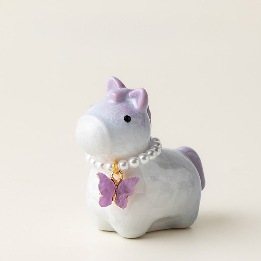 Ceramic Horse Figurine with Gradient Purple Crystalline Glaze – Artistic Shine and Serenity | Zen Ara Grove