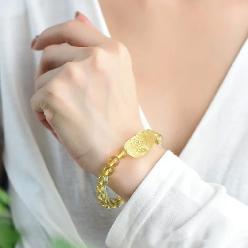 Citrine Pixiu Bracelet – Wealth & Protection | Zen Ara Grove