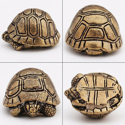 Handcrafted Brass Turtle Figurine Set – Symbols of Longevity, Protection & Good Fortune | Zen Ara Grove