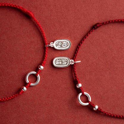 Adjustable Red Cord Bracelet or Anklet with Symbolic Charms — Good Wishes