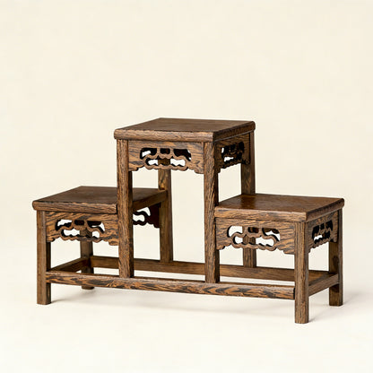 Handcrafted Macassar Ebony Tiered Display Stand – Elegant Heritage for Tea Sets, Bonsai & Collectibles | Zen Ara Grove
