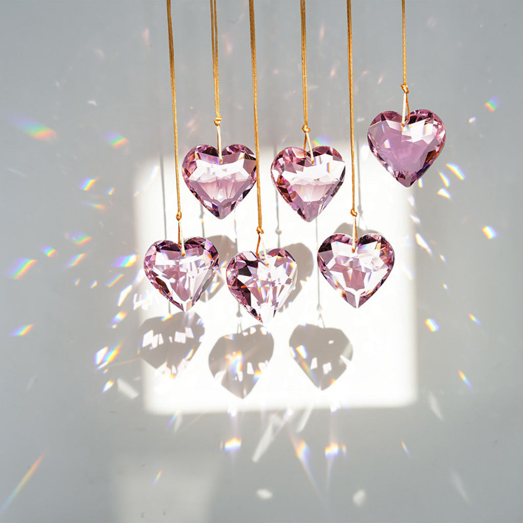 Pink Crystal Glass Heart Pendant – A Shimmering Symbol of All Love | Zen Ara Grove