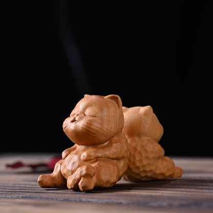 TODAY ONLY! Mini Cute Sitting Cat Sandalwood Protection Home Decoration  | Zen Ara Grove
